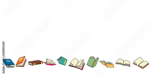 books line art pattern vector illustration for decoration, background,etc. One line drawing of book colored line icon.