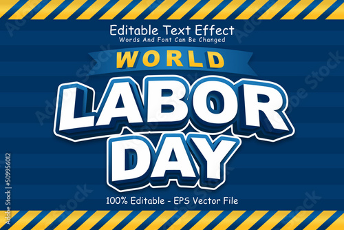 World Labor Day Editable Text Effect 3 Dimension Emboss Cartoon Style