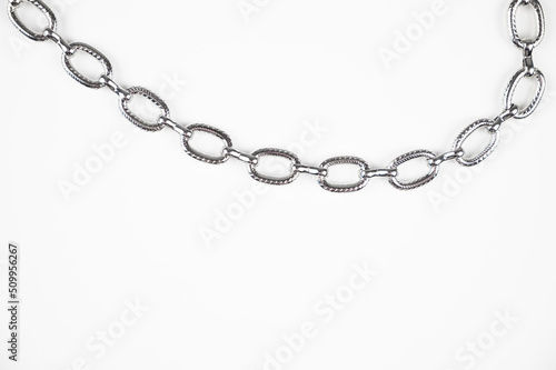 Metal chain isolated on white background. The concept of strength and power