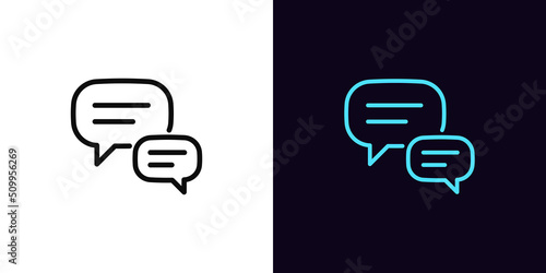 Outline chat icon, with editable stroke. Linear speech bubble sign, text message pictogram. Live chat