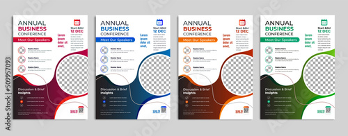 creative corporate abstract seminar conference flyer template set vector