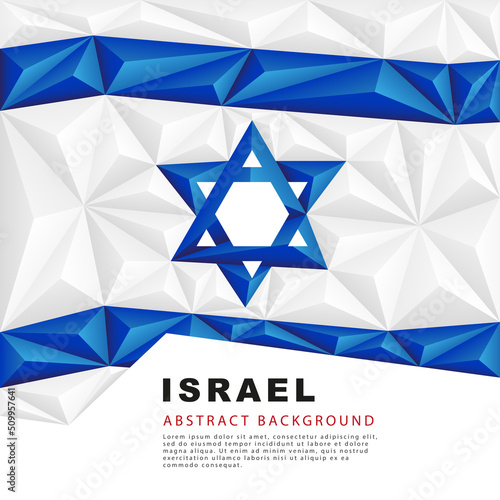 Israel polygonal flag. Vector illustration. Abstract background in the form of colorful blue and white stripes