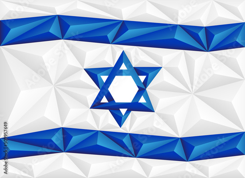 Abstract polygonal background in the form of colorful blue and white stripes of the Israeli flag. Polygonal flag of Germany.