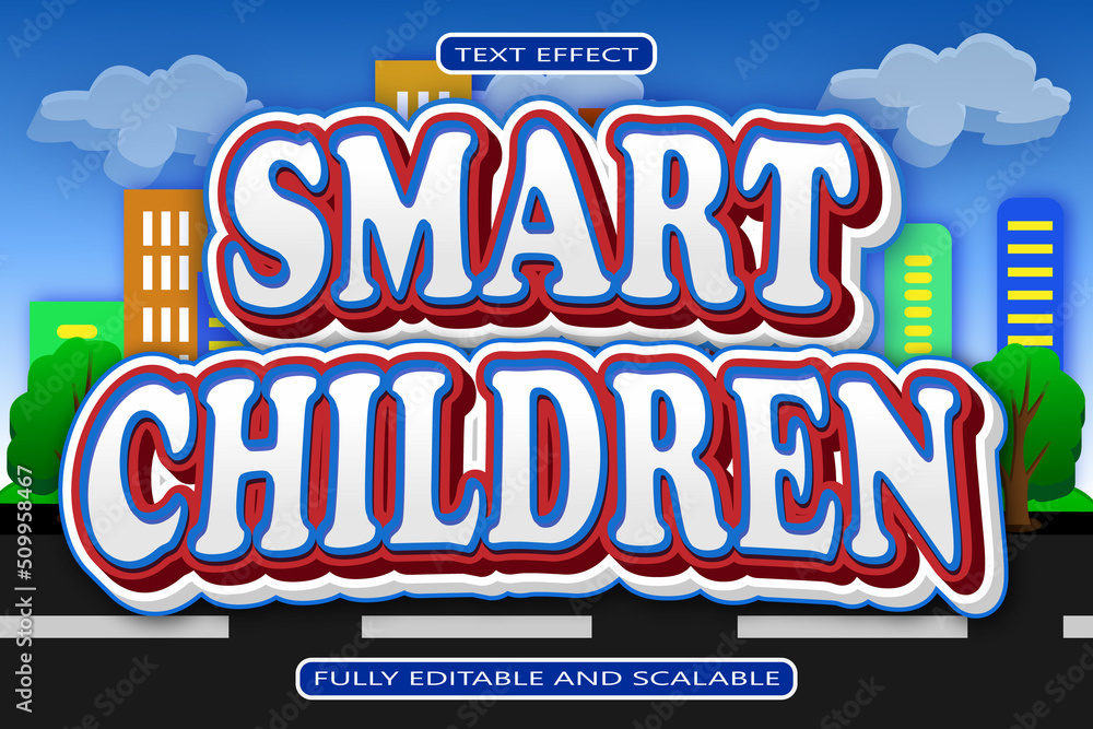 Smart Children Editable Text Effect 3 Dimension Emboss Modern Style