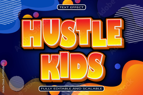 Hustle Kids Editable Text Effect 3 Dimension Emboss Modern Style