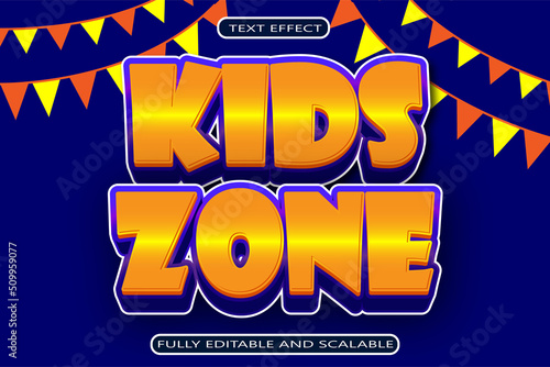 Kids Zone Editable Text Effect 3 Dimension Emboss Modern Style