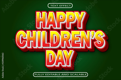 Happy Children's Day Editable Text Effect 3 Dimension Modern Style