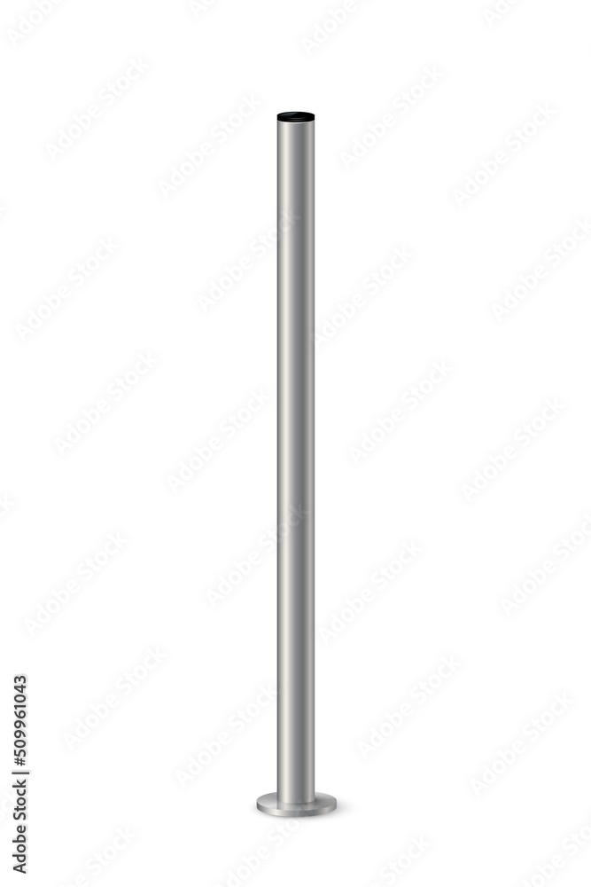 3d metal pole signpost on base, realistic vertical grey steel, iron or chrome pillar 3d metal pole signpost on base, realistic vertical grey steel, iron or chrome pillar