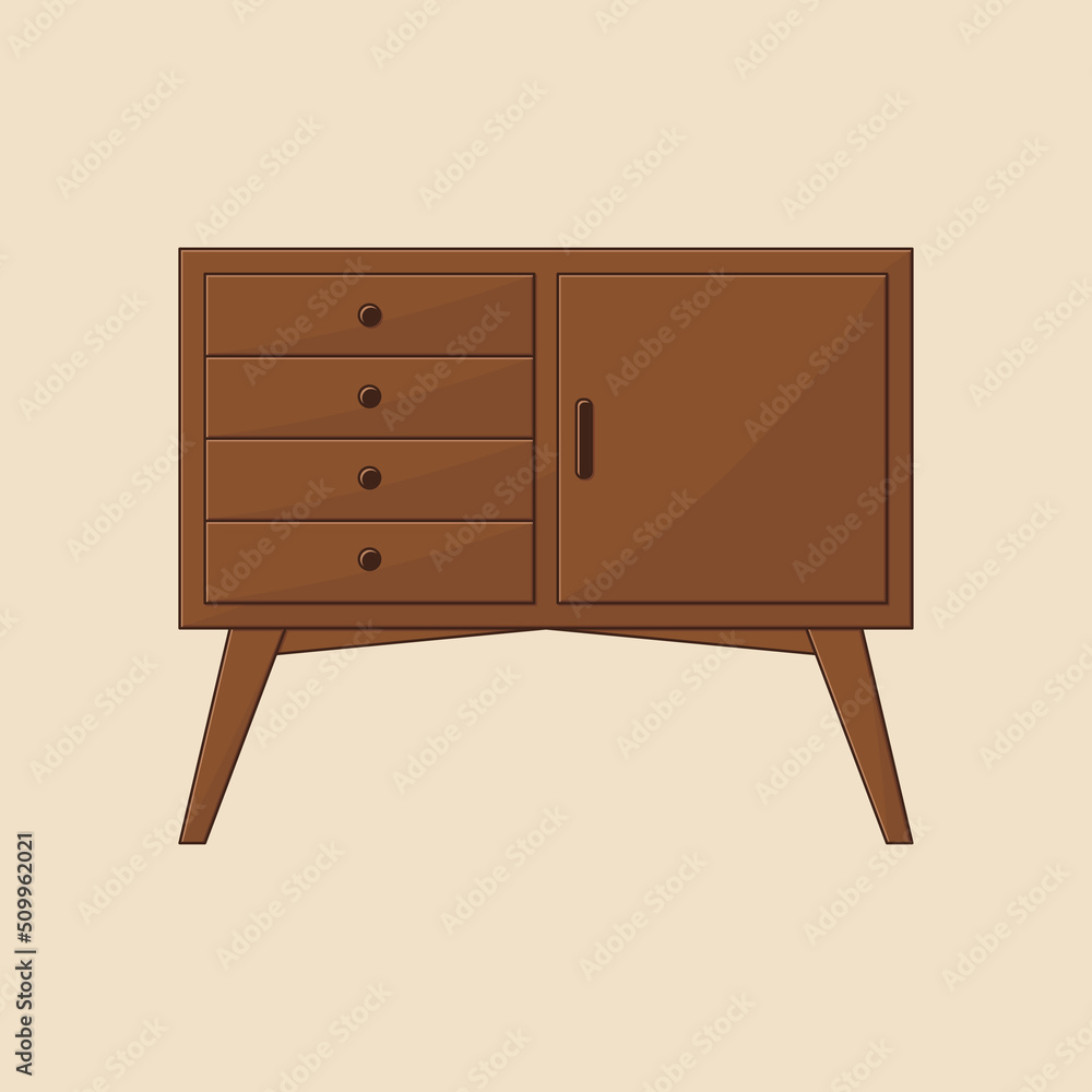 Teak wood tv table vector illustration Teak wood tv table vector illustration