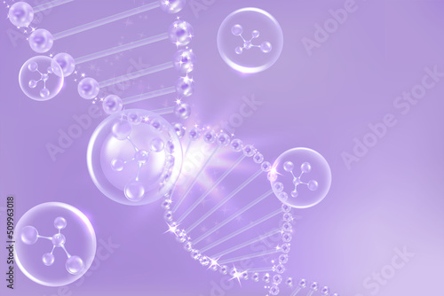 Hyaluronic acid hair and skin solutions ad, purple collagen serum drop with cosmetic advertising background ready to use, illustration vector.