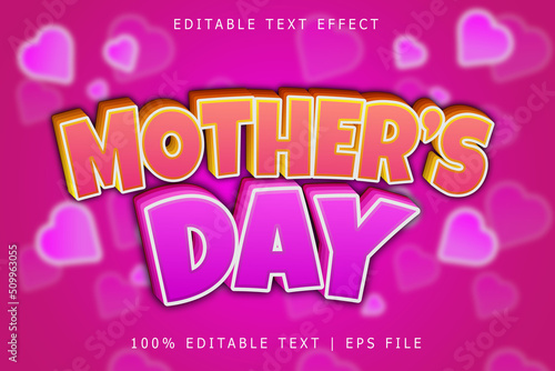 Mother's day editable Text effect 3 Dimension emboss modern style