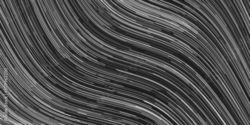 Dark Black and White Wavy Curving Stripes Pattern - Digitally Generated Abstract Background Design in Editable Vector Format