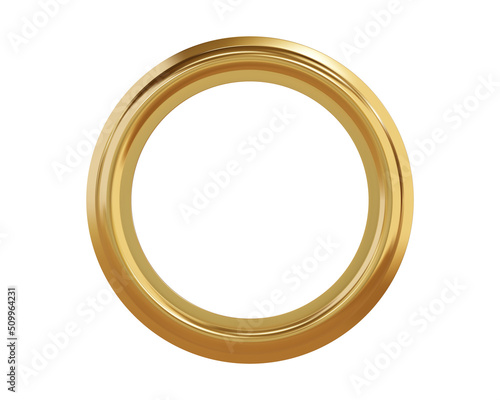Gold metal grommet ring for paper, card, tag, sticker or hanger isolated on white background. Banner steel or chrome circle realistic eyelet mockup. Vector illustration