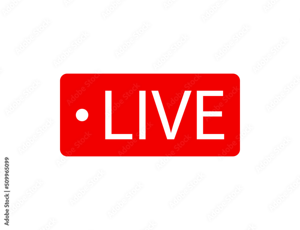 Live Stream sign. Red symbol, button of live streaming, broadcasting, online stream emblem. Live Stream sign. Red symbol, button of live streaming, broadcasting, online stream emblem.