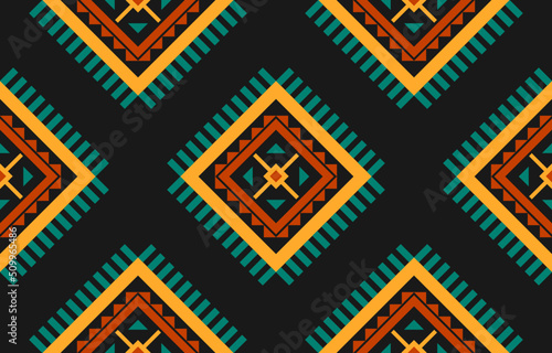 Fabric ethnic tribal pattern art. Ethnic geometric seamless pattern traditional. Design for background, wallpaper, illustration, fabric, clothing, carpet, textile, batik, embroidery.