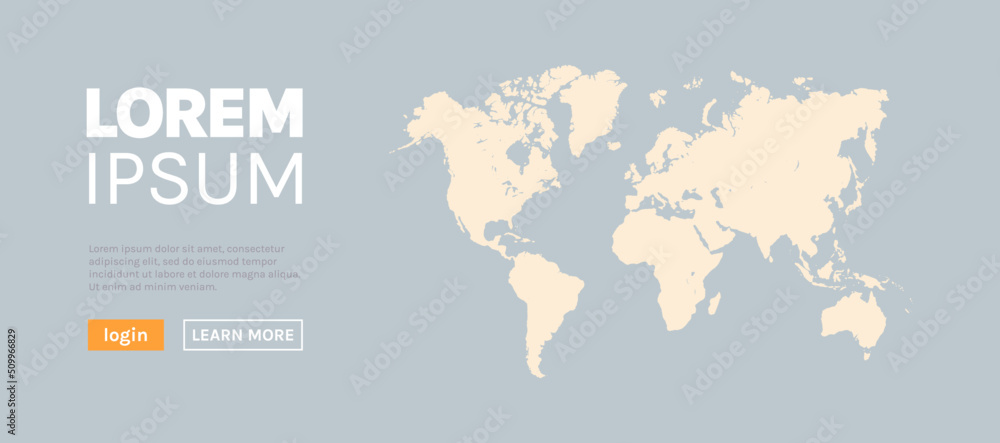 Planet earth and world map flat vector illustration.
