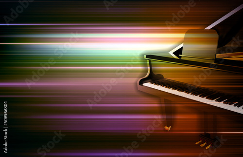 abstract dark blur music background with grand piano