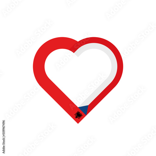 unity concept. heart ribbon icon of albania and czech republic flags. vector illustration isolated on white background