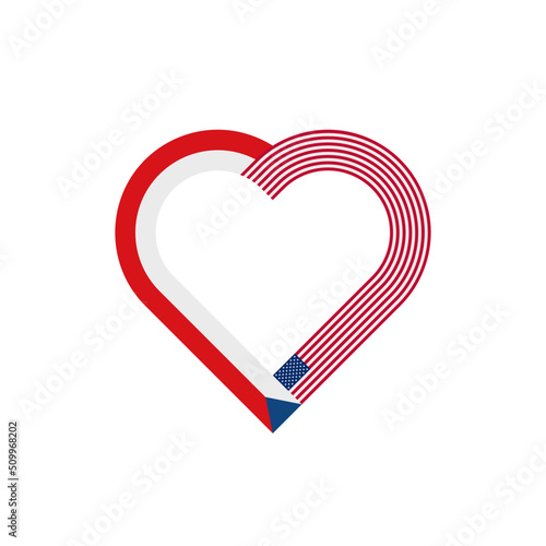 unity concept. heart ribbon icon of czech republic and united states flags. vector illustration isolated on white background