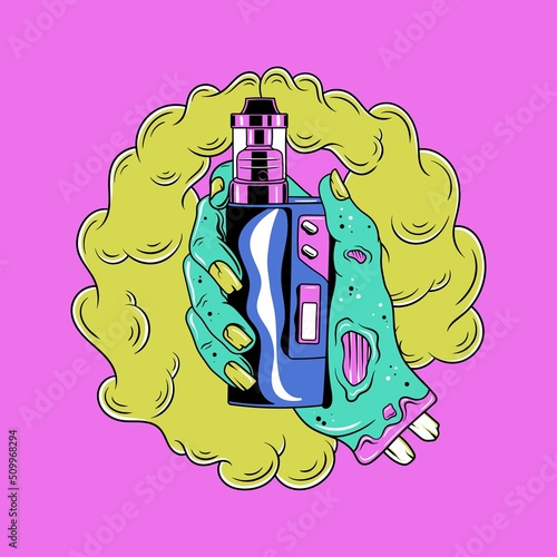 Vape smoke hand zombie vector logo illustration