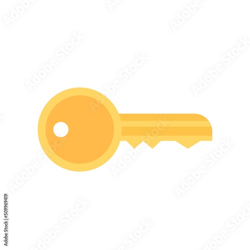 Golden key cartoon illustration icon, security and encryption