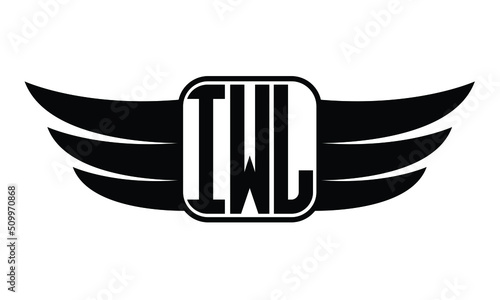 IWL three Letter Wings Flying Initial wing symbol minimalist creative concept flag icon professional logo design Vector template photo