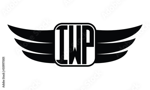 IWP three Letter Wings Flying Initial wing symbol minimalist creative concept flag icon professional logo design Vector template photo