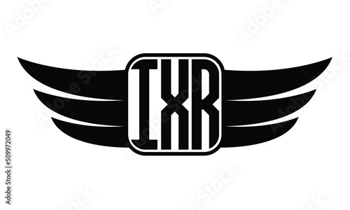 IXR three Letter Wings Flying Initial wing symbol minimalist creative concept flag icon professional logo design Vector template photo