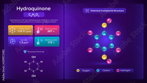 Hydroquinone Properties and Chemical Compound Structure -  Vector Design