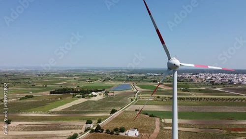 Aerial view of an eolic turbine