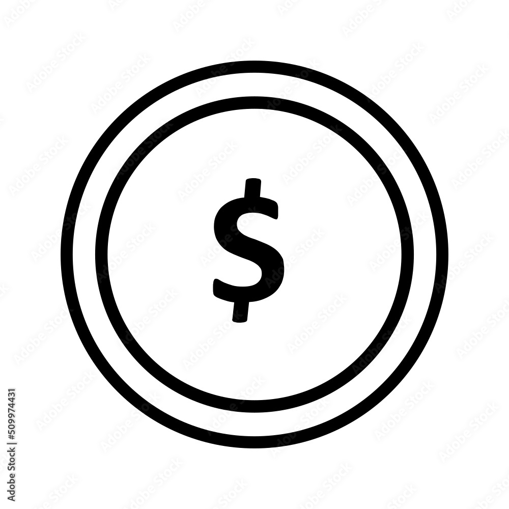 Black line icon for Coin Black line icon for Coin