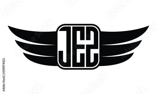 JEZ three Letter wing symbol minimalist creative concept icon professional logo design, Vector template