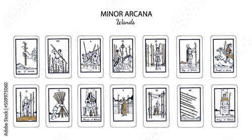Obraz na plátně Tarot  Minor Arcana vector set Wands  (part1)