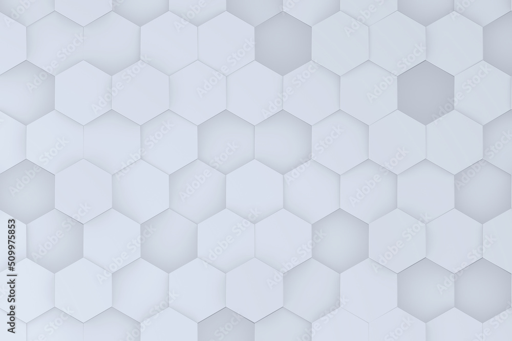 Naklejka premium Abstract white geometric pattern background. Chaotic hexagonal surface polygons 3d illustration