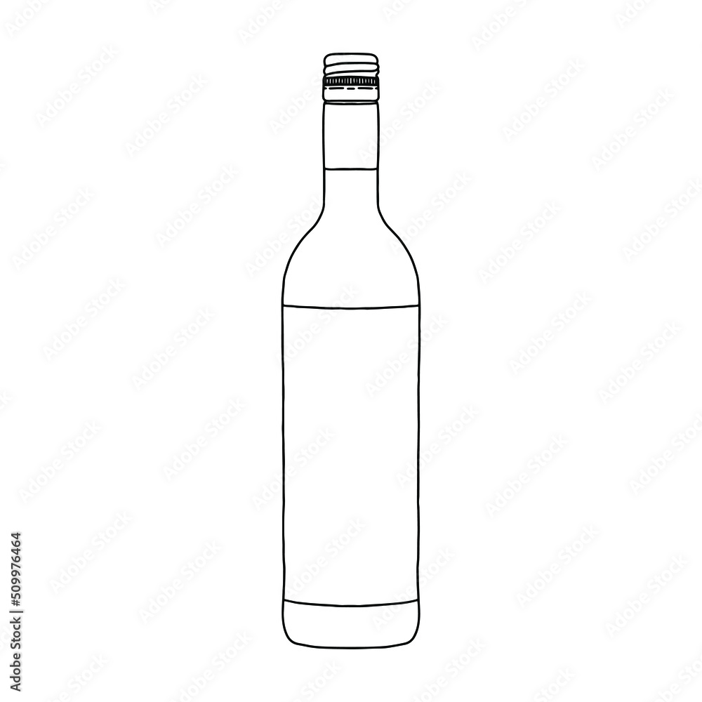 Wine bottle mockup with label. Hand drawn vector illustration. It can serve as a layout for future design and publicity of your product. Wine bottle mockup with label. Hand drawn vector illustration. It can serve as a layout for future design and publicity of your product.