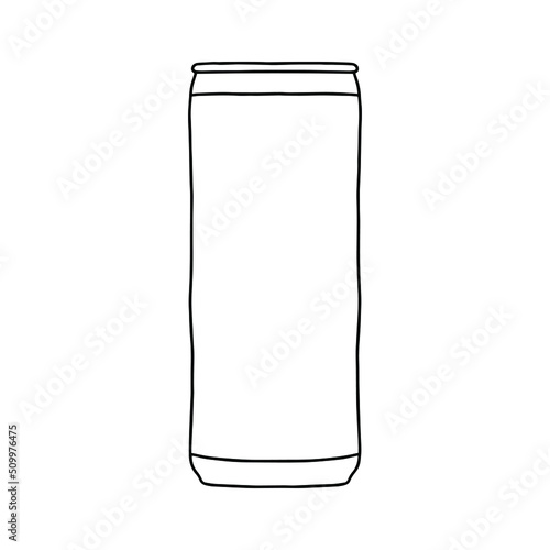 Drink can mockup. Hand drawn vector illustration with Aluminum can. Used for poster, banner, t-shirt print, bag print, badges and logo design.