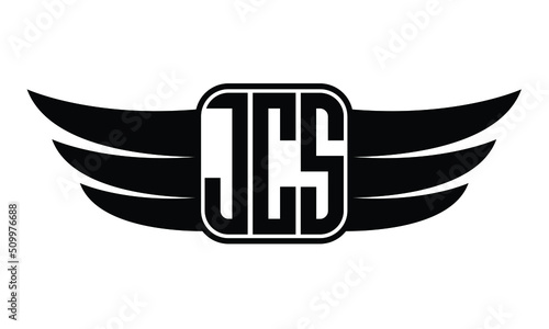 JCS three Letter Wings Flying Initial wing symbol minimalist creative concept flag icon professional logo design Vector template photo