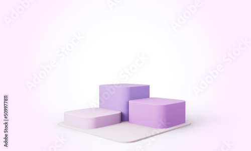 3D rendering. Collection of colored cubes with shadow. Pink, purple, blocks. Podium display for product promotion, fashion industry, object display, cosmetic showcase.