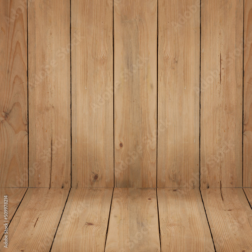 Brown wooden plank wall and floor background