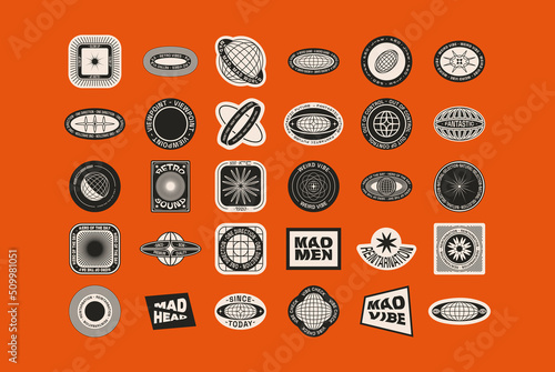 Universal Trendy Simple Geometric Badge Template Set with Shapes, Text