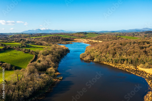 Fototapeta Naklejka Na Ścianę i Meble -  Aerial view of Spring quoile river, Downpatrick, Northern Ireland