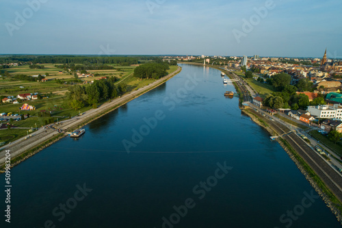 Wallpaper Mural Aerial view of Drava river in Osijek, Croatia. Torontodigital.ca