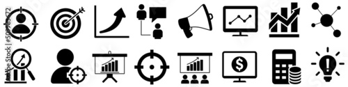 Digital marketing icon vector set. analytics illustration symbol collection. analyzing sign or logo.