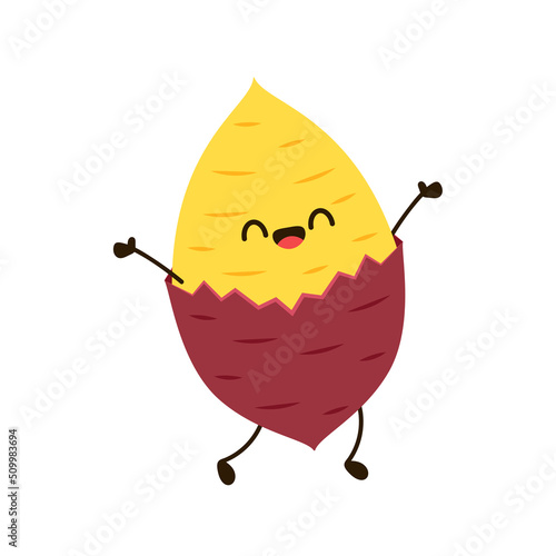 Roasted sweet potato. Sweet potato cartoon. Sweet potato character design.