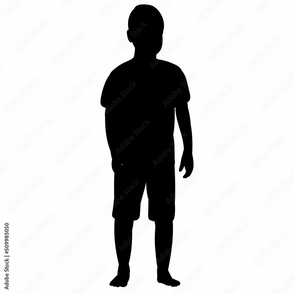 child black silhouette on white background