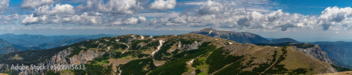 Panoramic View of Rax and Schneeberg Mountain in Early Summer  Lower Austria