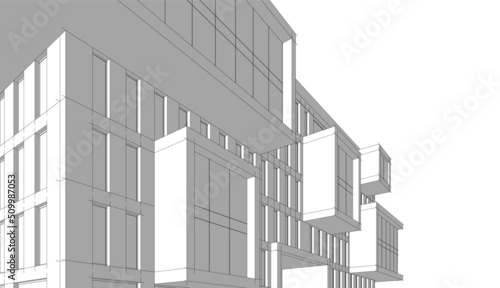 Office building architecture 3d rendering