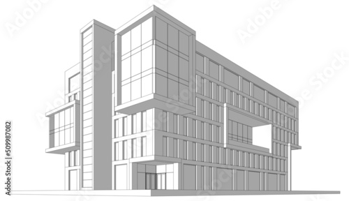 Office building architecture 3d rendering