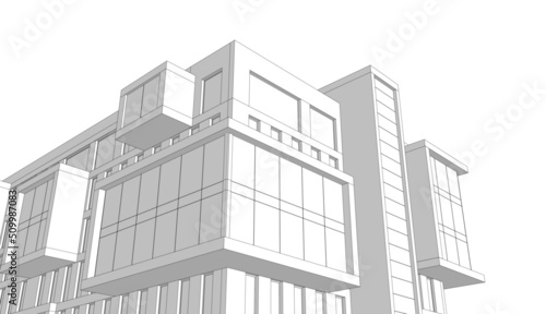 Office building architecture 3d rendering