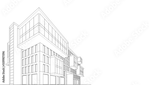 Office building architecture 3d rendering